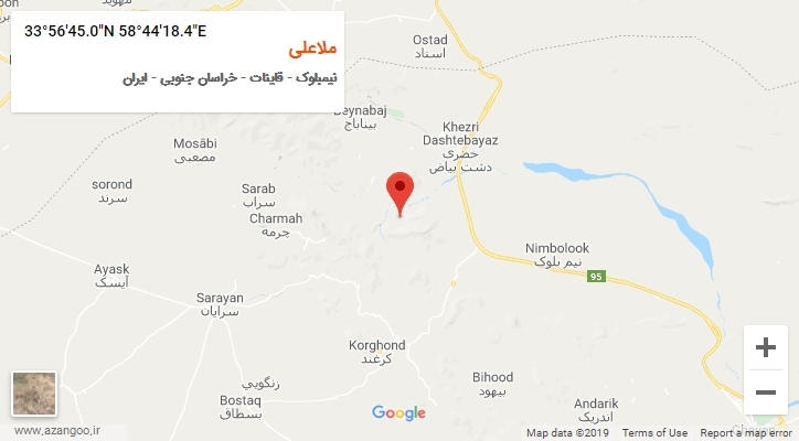 روستای ملاعلی بر روی نقشه