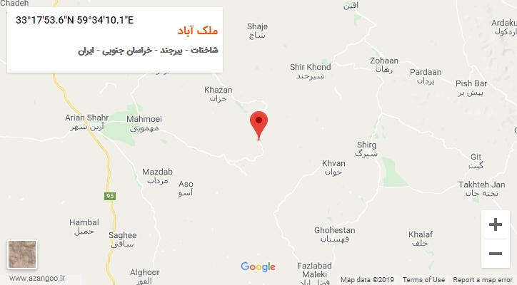 روستای ملک آباد بر روی نقشه