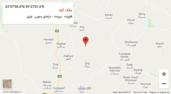 روستای ملک آباد بر روی نقشه