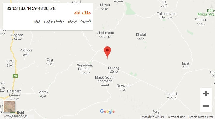 روستای ملک آباد بر روی نقشه