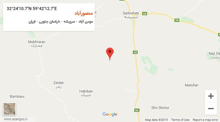 روستای منصورآباد بر روی نقشه