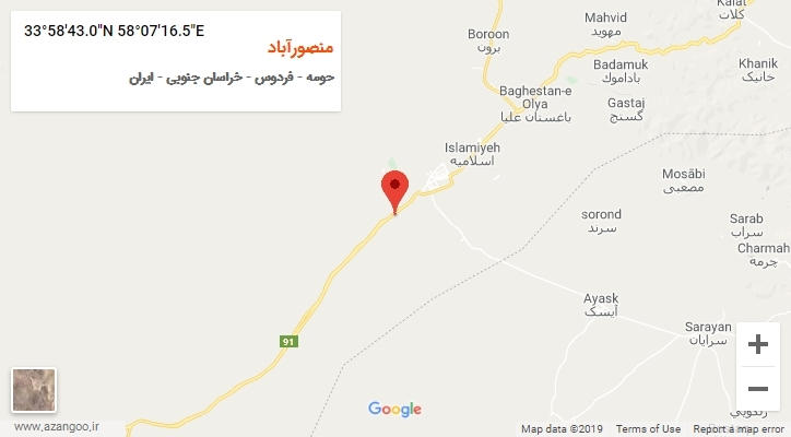 روستای منصورآباد بر روی نقشه