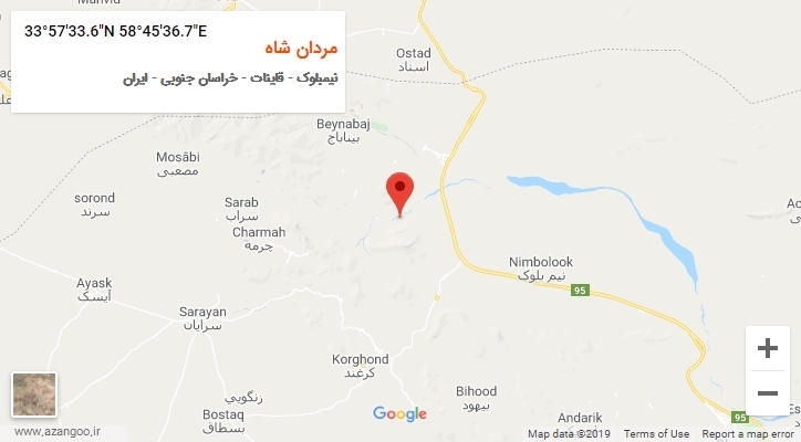 روستای مردان شاه بر روی نقشه