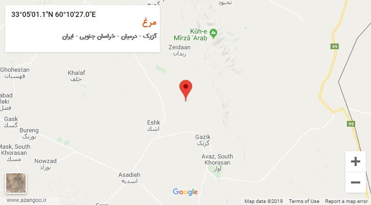 روستای مرغ بر روی نقشه