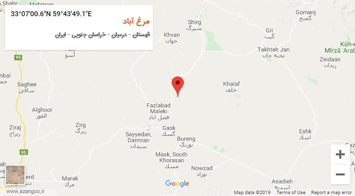 روستای مرغ آباد بر روی نقشه