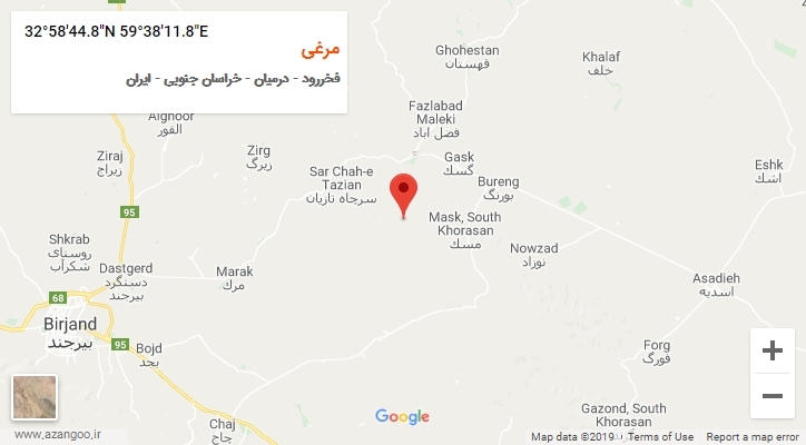 روستای مرغی بر روی نقشه
