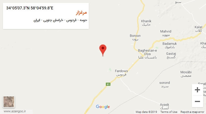 روستای مرغزار بر روی نقشه