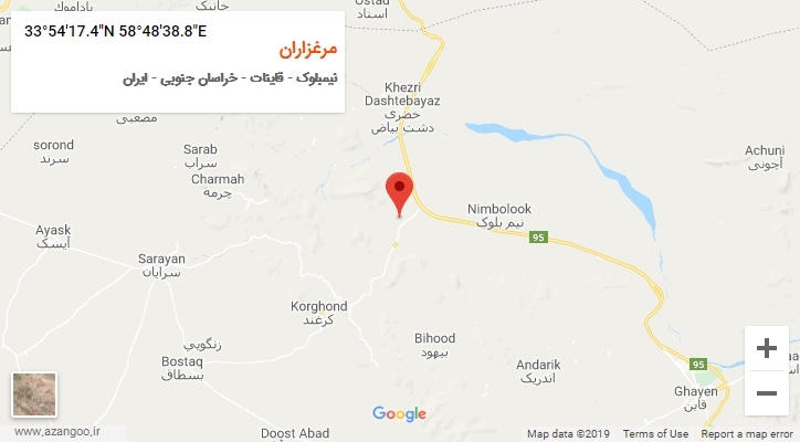 روستای مرغزاران بر روی نقشه