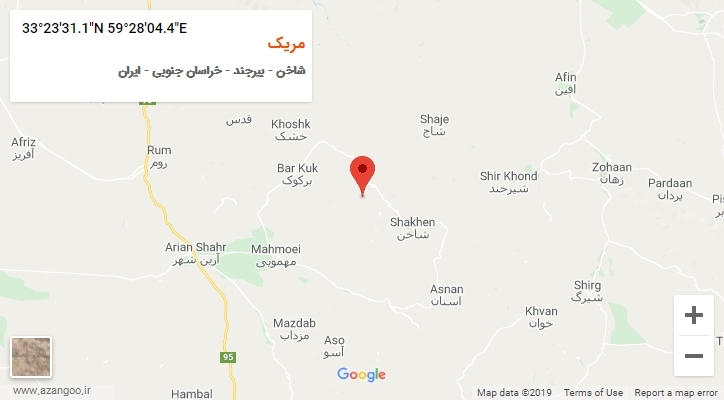 روستای مریک بر روی نقشه