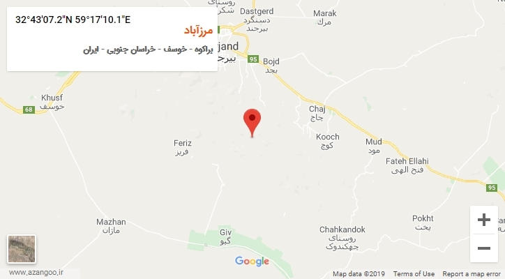 روستای مرزآباد بر روی نقشه