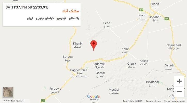 روستای مشک آباد بر روی نقشه