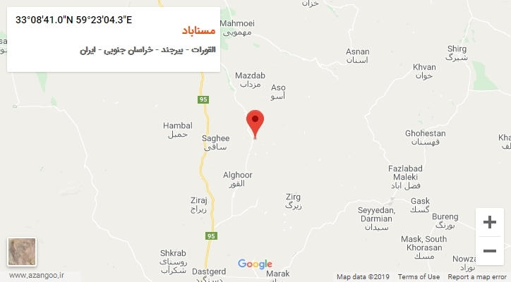 روستای مسناباد بر روی نقشه