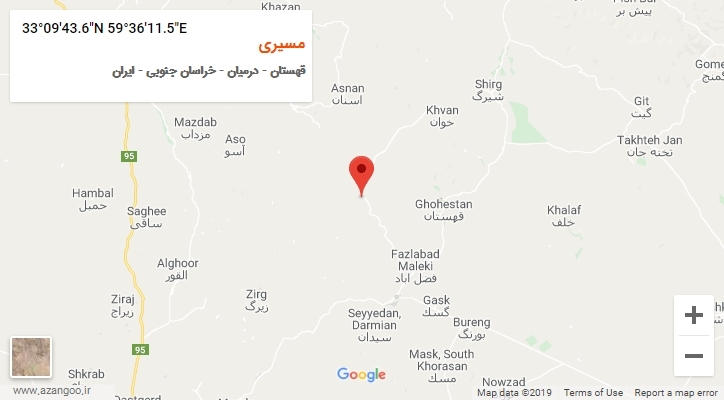 روستای مسیری بر روی نقشه