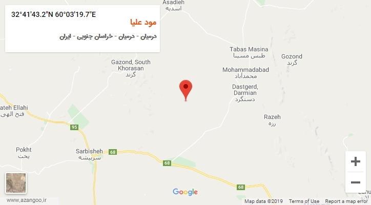 روستای مود علیا بر روی نقشه