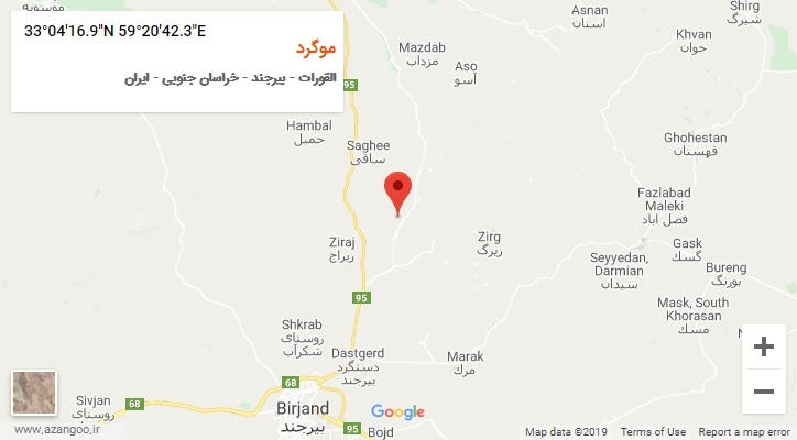 روستای موگرد بر روی نقشه