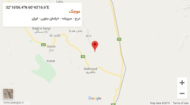 روستای موجک بر روی نقشه
