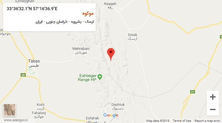 روستای موکوه بر روی نقشه
