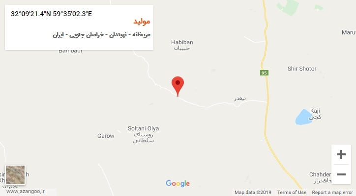 روستای مولید بر روی نقشه