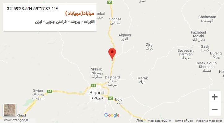 روستای میآباد(مهیآباد) بر روی نقشه