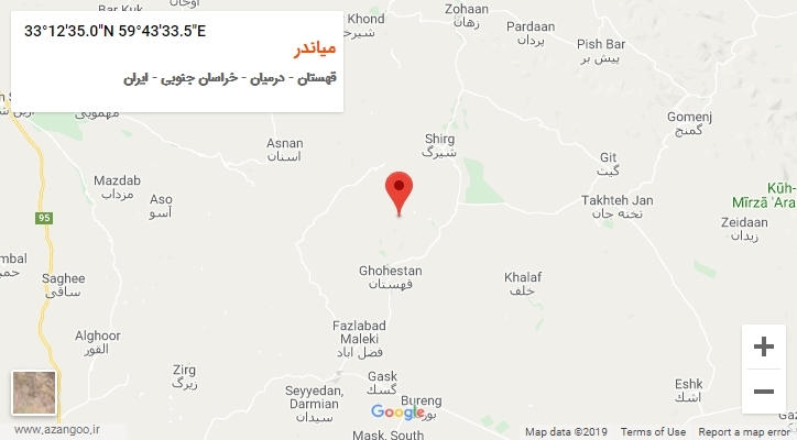 روستای میاندر بر روی نقشه