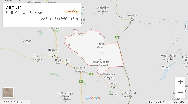 دهستان میاندشت بر روی نقشه