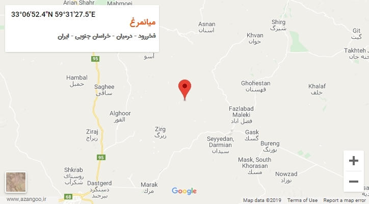 روستای میانمرغ بر روی نقشه