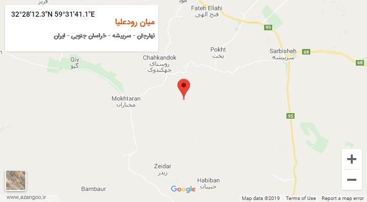 روستای میان رودعلیا بر روی نقشه