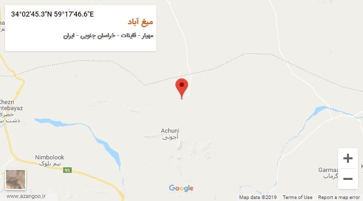 روستای میغ آباد بر روی نقشه