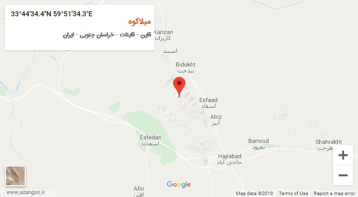 روستای میلاکوه بر روی نقشه
