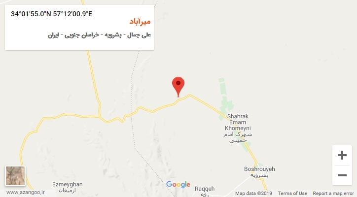 روستای میرآباد بر روی نقشه