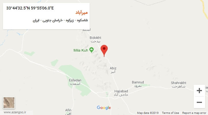 روستای میرآباد بر روی نقشه