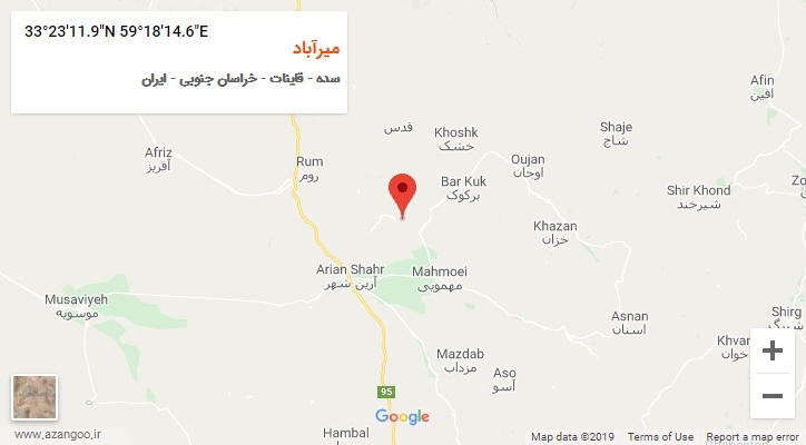 روستای میرآباد بر روی نقشه