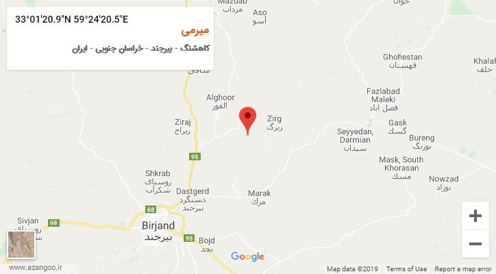 روستای میرمی بر روی نقشه
