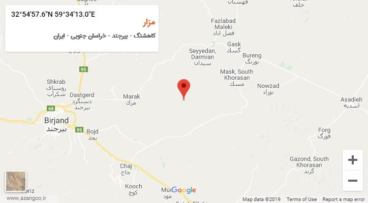 روستای مزار بر روی نقشه