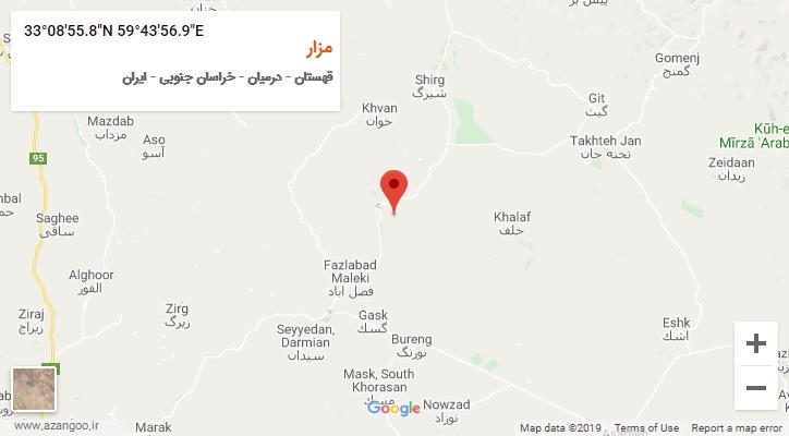 روستای مزار بر روی نقشه