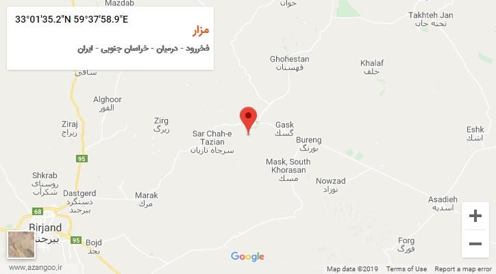 روستای مزار بر روی نقشه