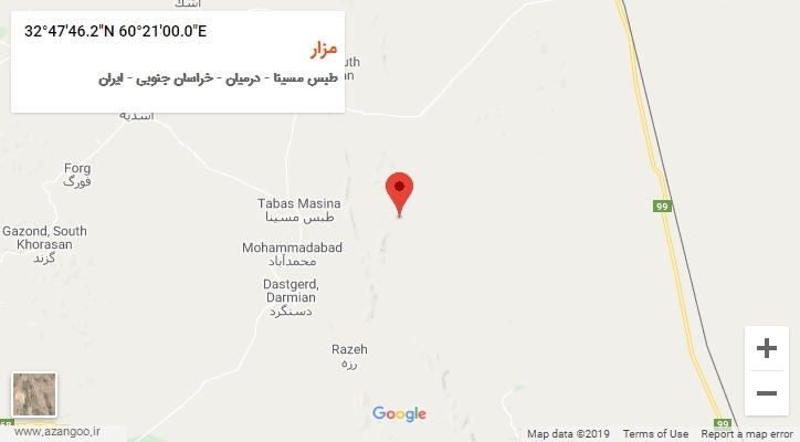 روستای مزار بر روی نقشه