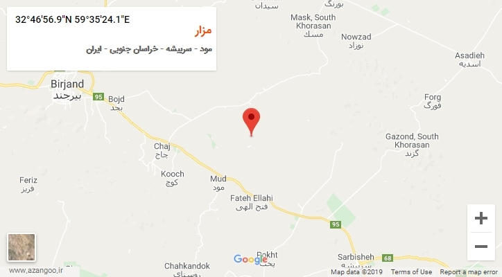 روستای مزار بر روی نقشه
