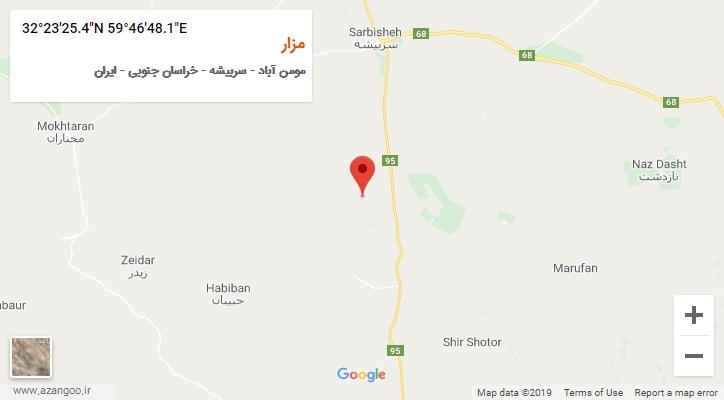 روستای مزار بر روی نقشه