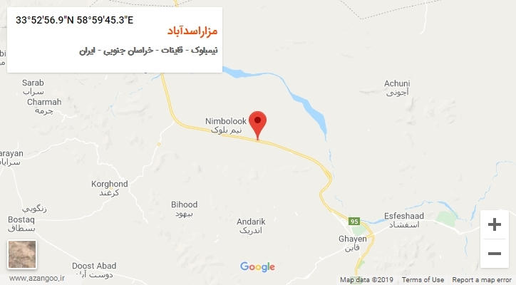 روستای مزاراسدآباد بر روی نقشه