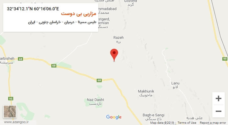 روستای مزاربی بی دوست بر روی نقشه