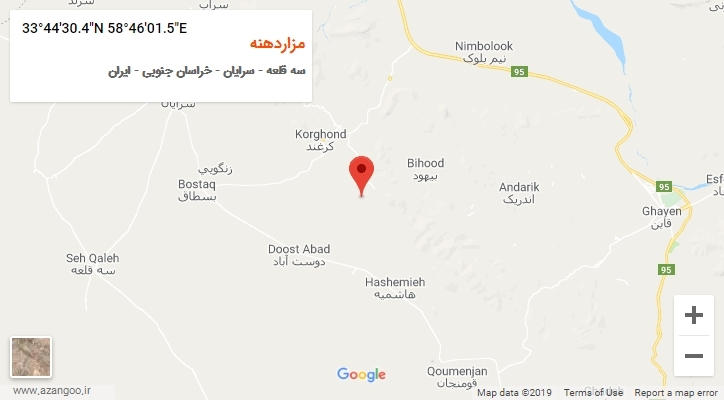 روستای مزاردهنه بر روی نقشه
