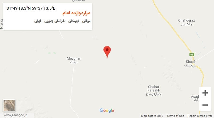 روستای مزاردوازده امام بر روی نقشه