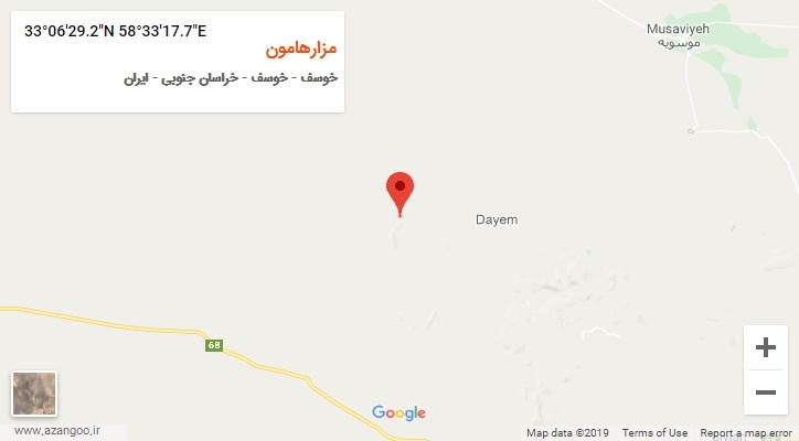 روستای مزارهامون بر روی نقشه