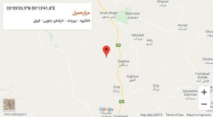 روستای مزارحمبل بر روی نقشه