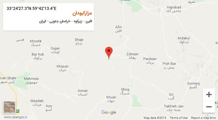 روستای مزارکبودان بر روی نقشه