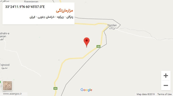 روستای مزارمارزنگی بر روی نقشه