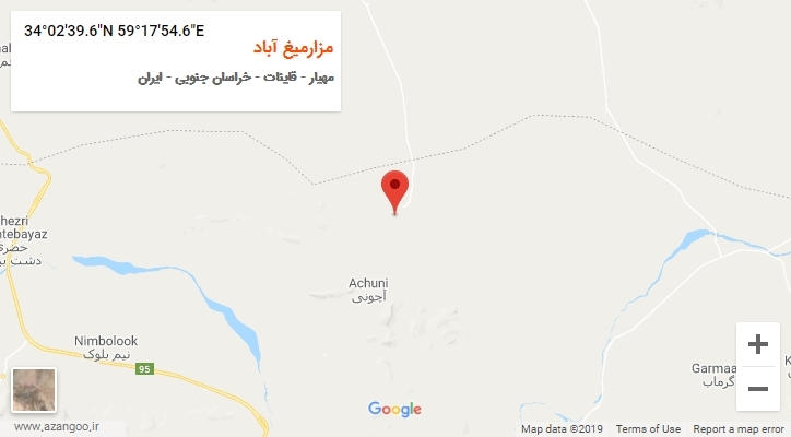 روستای مزارمیغ آباد بر روی نقشه