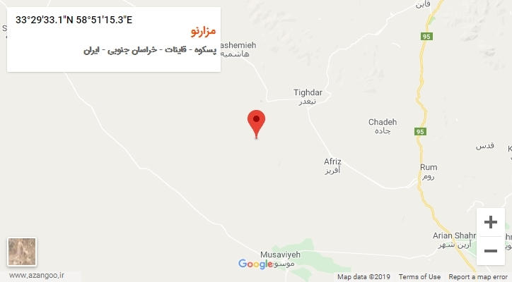 روستای مزارنو بر روی نقشه