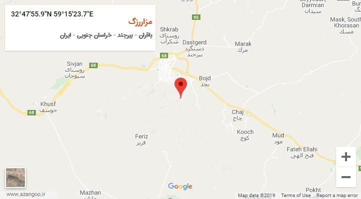 روستای مزاررزگ بر روی نقشه